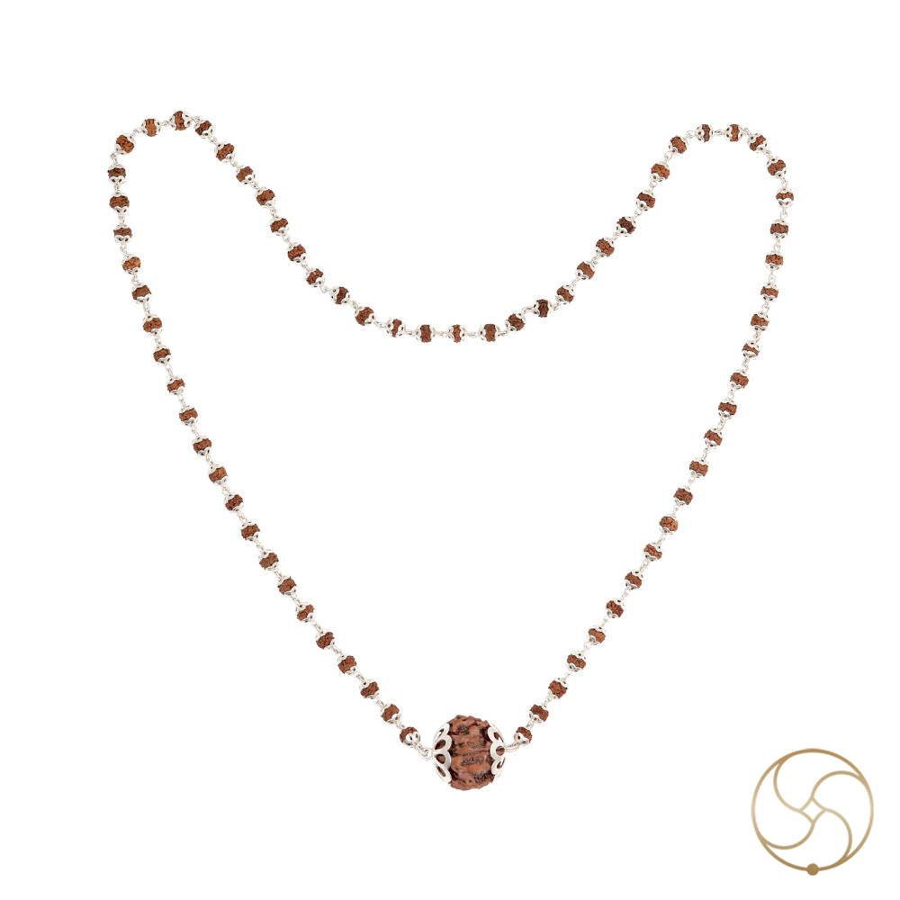 Rudraksha Mala In Silver Cap Wearing 70 1     701 