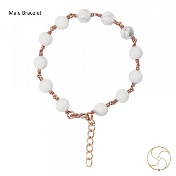 Image of Pure Copper Gem Howlite Bracelet For Male And Female - शुद्ध तांबा रत्न चून सफेदा वलय स्त्री पुरुष हेतु
