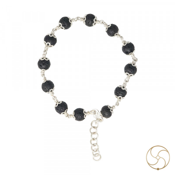 Image of 99.9%  Silver Lawa Stone Bracelet For Male And Female - चाँदी लावा वलय स्त्री पुरुष हेतु