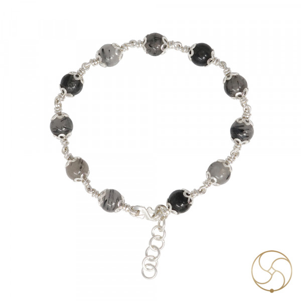 Image of 99.9%  Silver Black Rutile Bracelet For Male And Female - चाँदी काला रंजारिज वलय स्त्री पुरुष हेतु