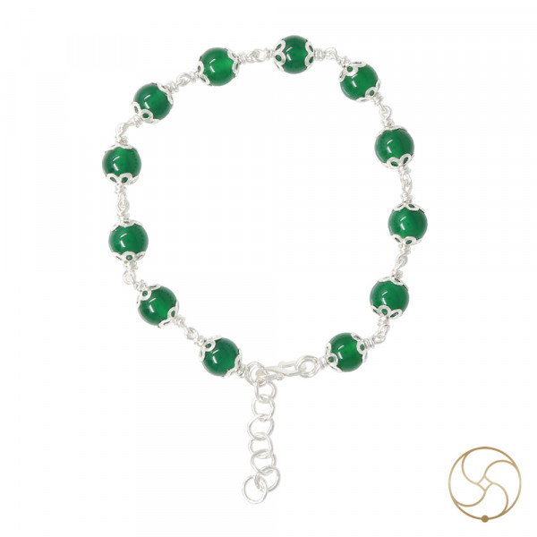 Image of 99.9%  Silver Green Onyx Bracelet For Male And Female - चाँदी हरा ओनिक्स वलय स्त्री पुरुष हेतु
