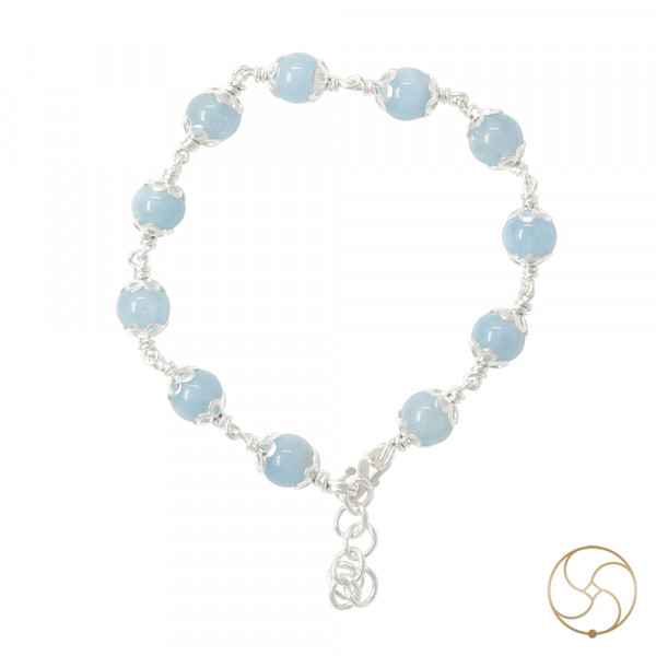 Image of 99.9%  Silver Aquamarine Bracelet For Male And Female -  चाँदी बेरूज वलय स्त्री पुरुष हेतु