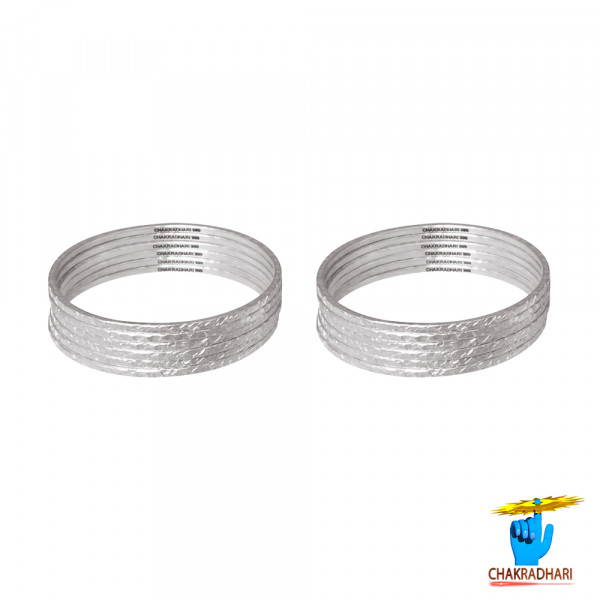 Image of 99.9% Silver Bangles (12 Piece Set) 111gm (1 bangle 9.25gm approx) -चाँदी चूड़ियाँ  (12 चूड़ी जोड़ा)