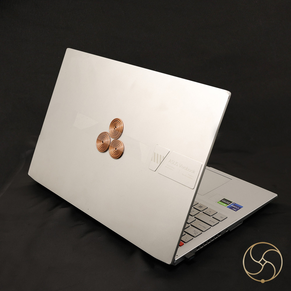 Laptop EMF Protector 999 Pure Nepaliya Copper Big Triskelion Energy Coil