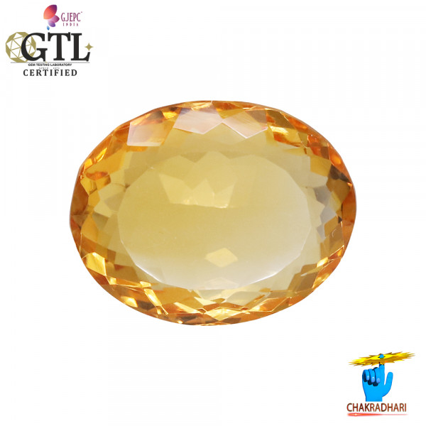 Image of 10.35 Carats Natural Citrine (Sunehla) Stone With Ring Or Pendant - प्राकर्तिक सिट्रीन (सुनहला) स्टोन