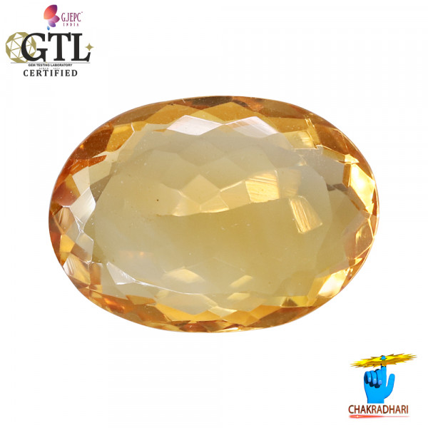 Image of 8.00 Carats Natural Citrine (Sunehla) Stone With Ring Or Pendant - प्राकर्तिक सिट्रीन (सुनहला) स्टोन