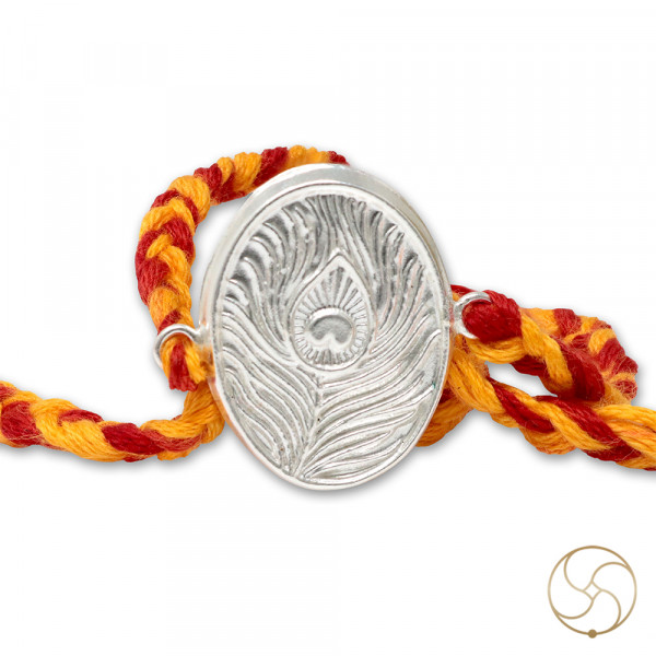 Image of 99.9%  Silver Mayur Pankh Rakhi - चाँदी मयूर पंख राखी