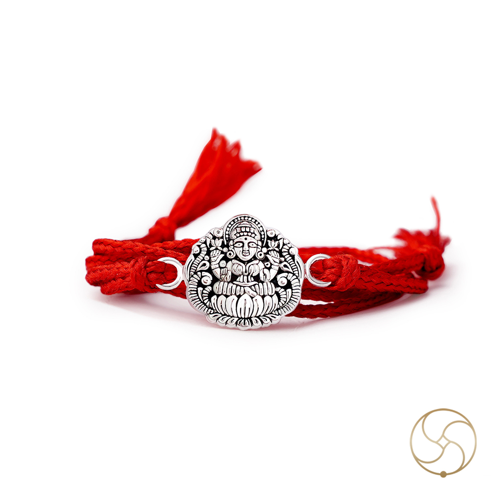 Prosperity Blessing Kids Lakshmi Design Silver Rakhi