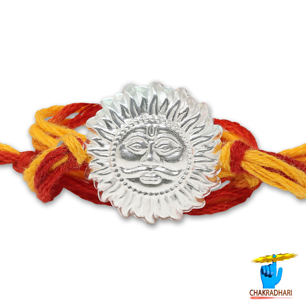 99.9% Silver Rakhi of Sun God – Surya Dev Raksha Sutra for Rakshabandhan