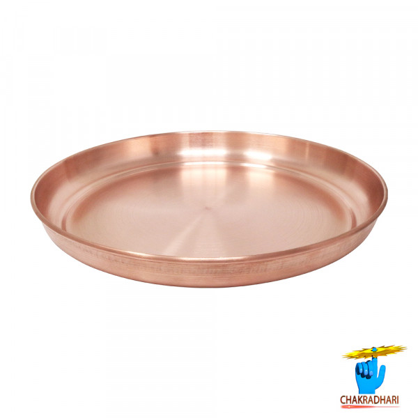 Image of 99.9%  Nepaliya Copper Pooja Thali (590gm) - नेपालिया तांबा पूजा थाली