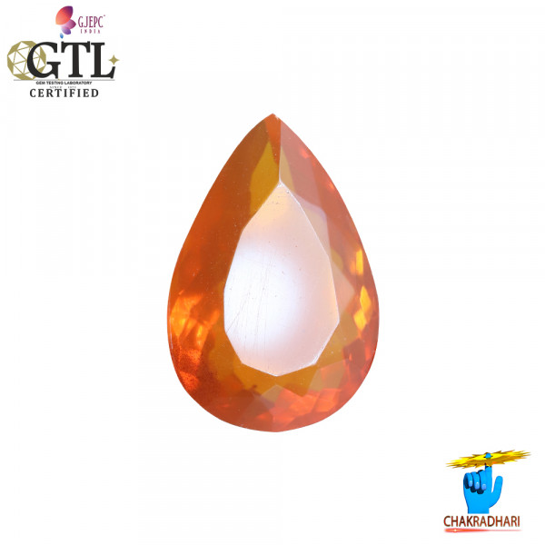 Image of 6.63 Carat Fire Opal Gemstone With Silver Ring And Pendant - ओपल अग्नि मणि