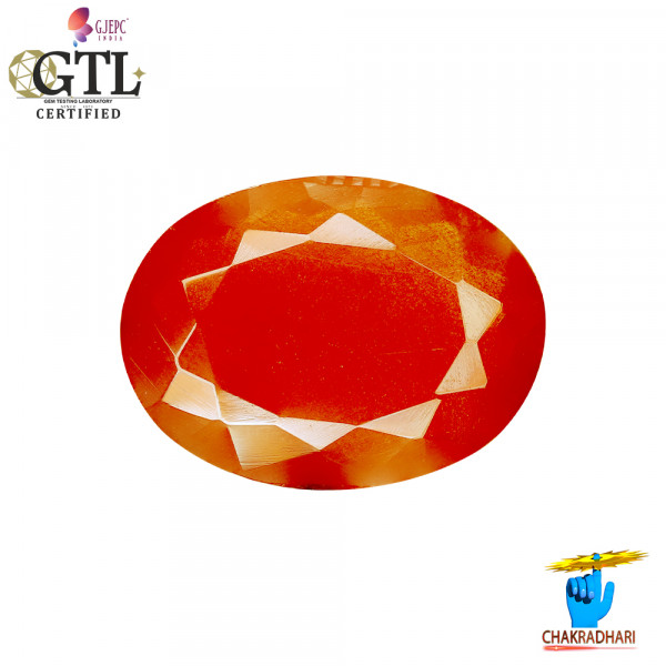 Image of 6.57 Carat Fire Opal Gemstone With Silver Ring And Pendant - ओपल अग्नि मणि