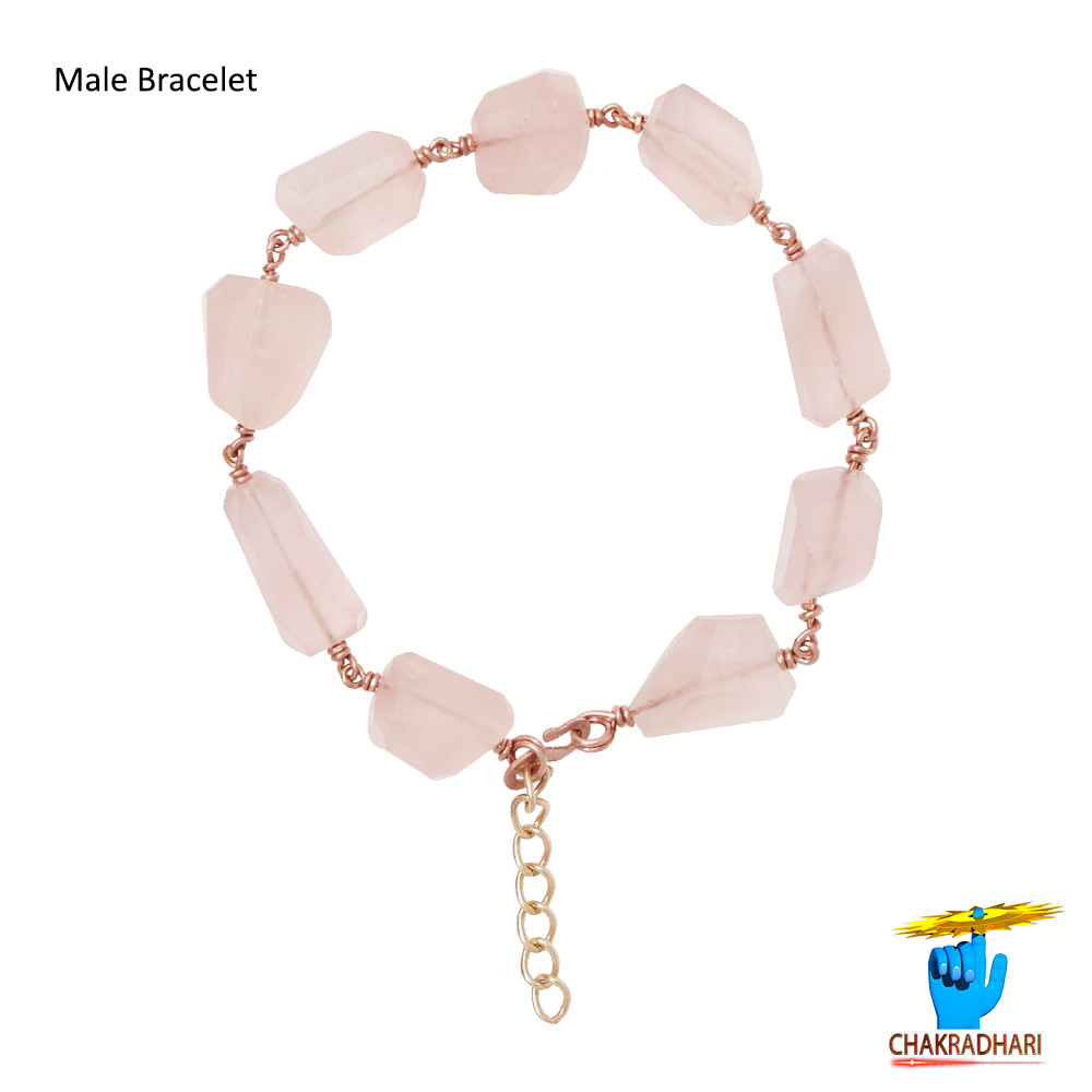 999 Pure Copper Rose Quartz Bracelet For Male And Female - 999