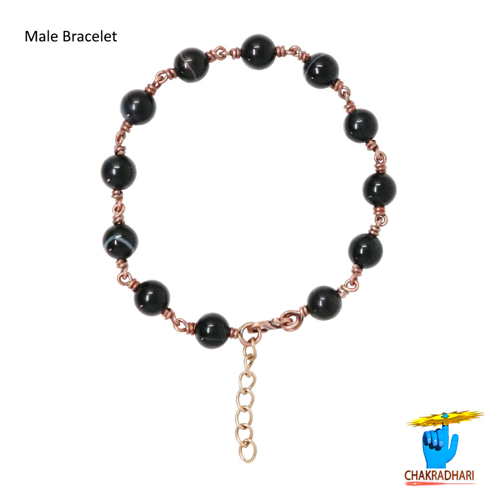 Pure Copper Black Agate Gem Bracelet For Male And Female -