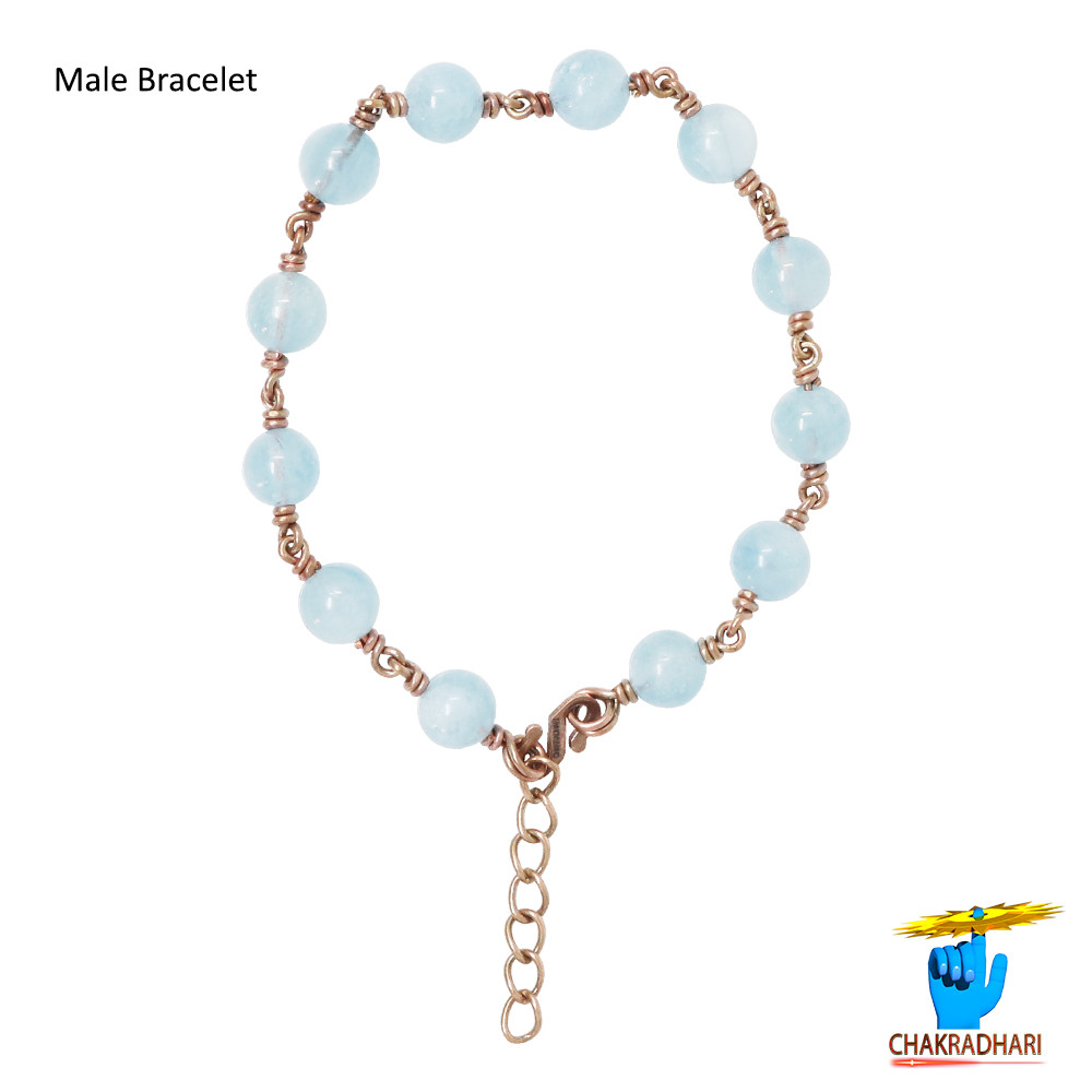 Pure Copper Aquamarine Bracelet For Male And Female -