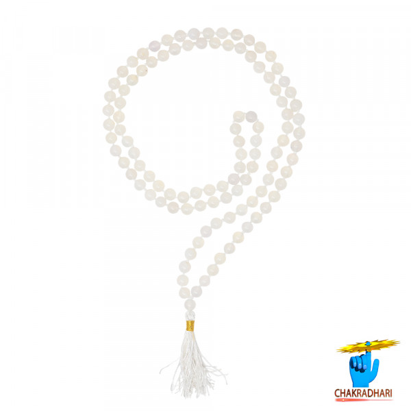 Image of White Agate Mala With 108 Plus 1 Beads for Jaap 8mm