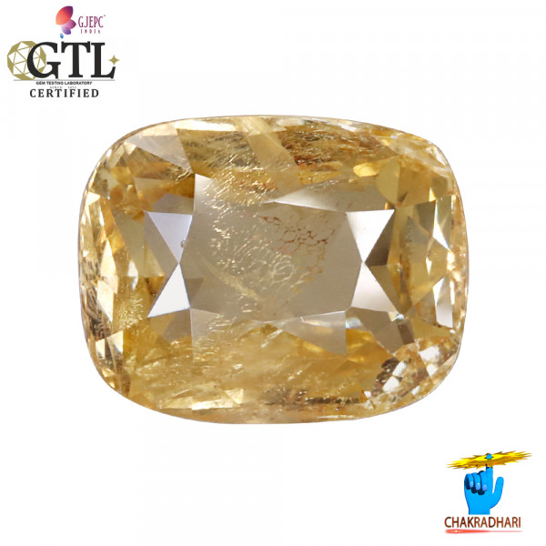 Image of 5.72 Carats Yellow Sapphire Gemstone With Ring Or Pendant -  पुखराज ठोस