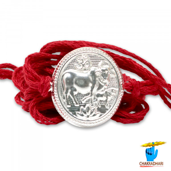 Image of 99.9% Silver Gau Bachhda Rakhi - चाँदी  गौ बछड़ा राखी