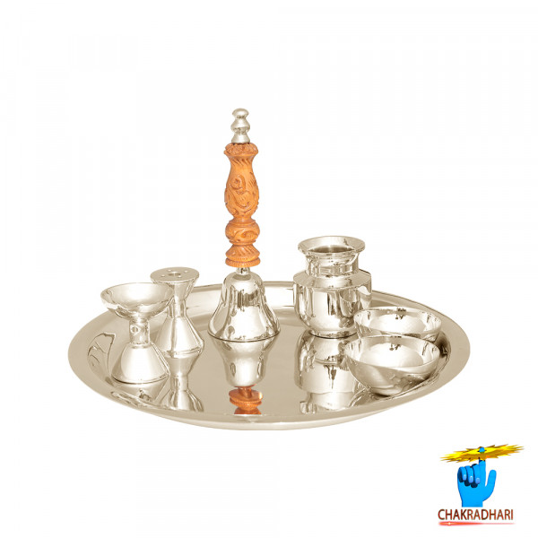 Image of Phool Bronze Puja Thali Set -  फूल काँसा पूजा थाली सेट