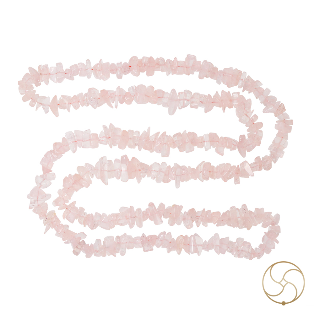 Rose Quartz Chips Wearing Mala -