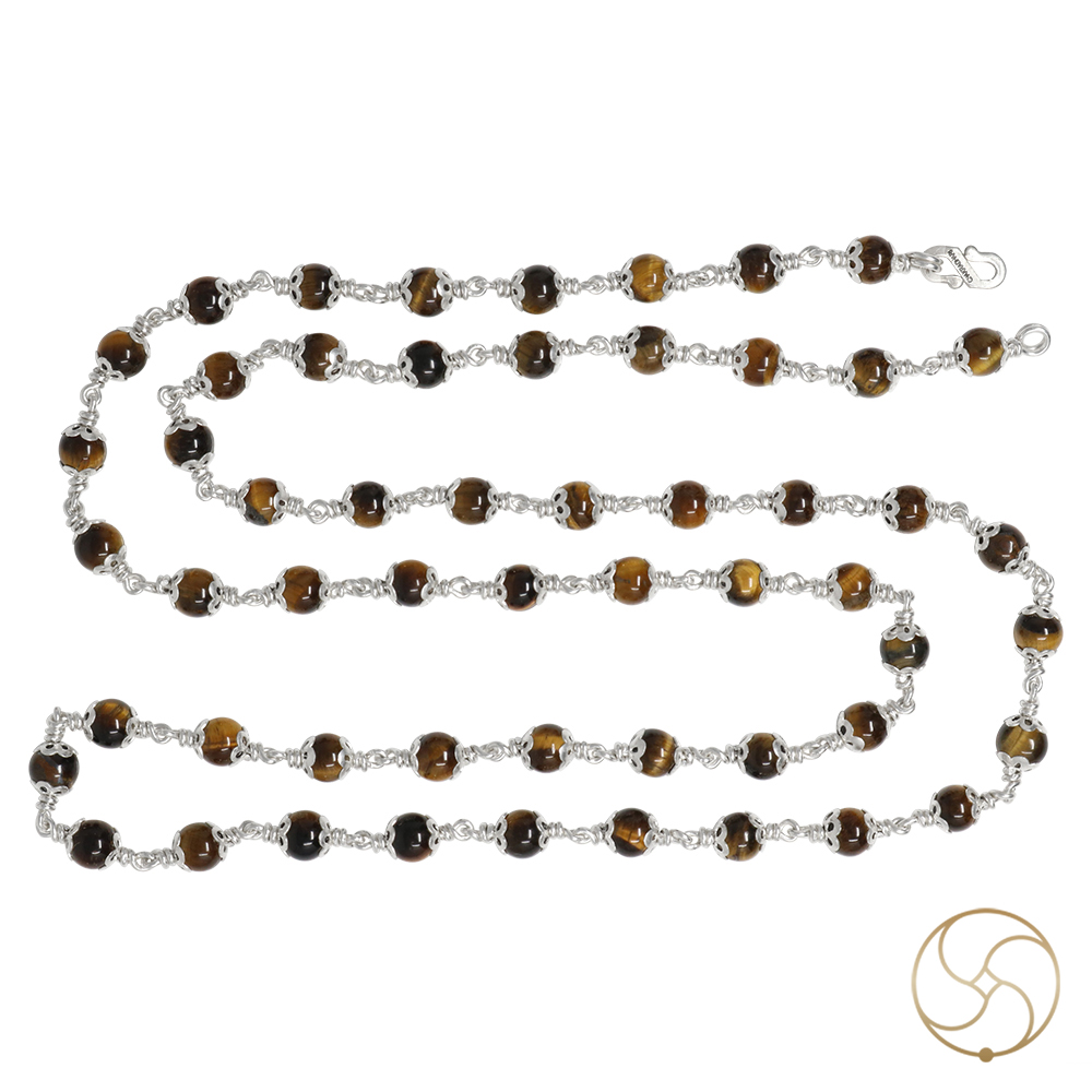 999 Pure Silver Tiger Eye Wearing Mala 6mm 541 Beads - 999         541 