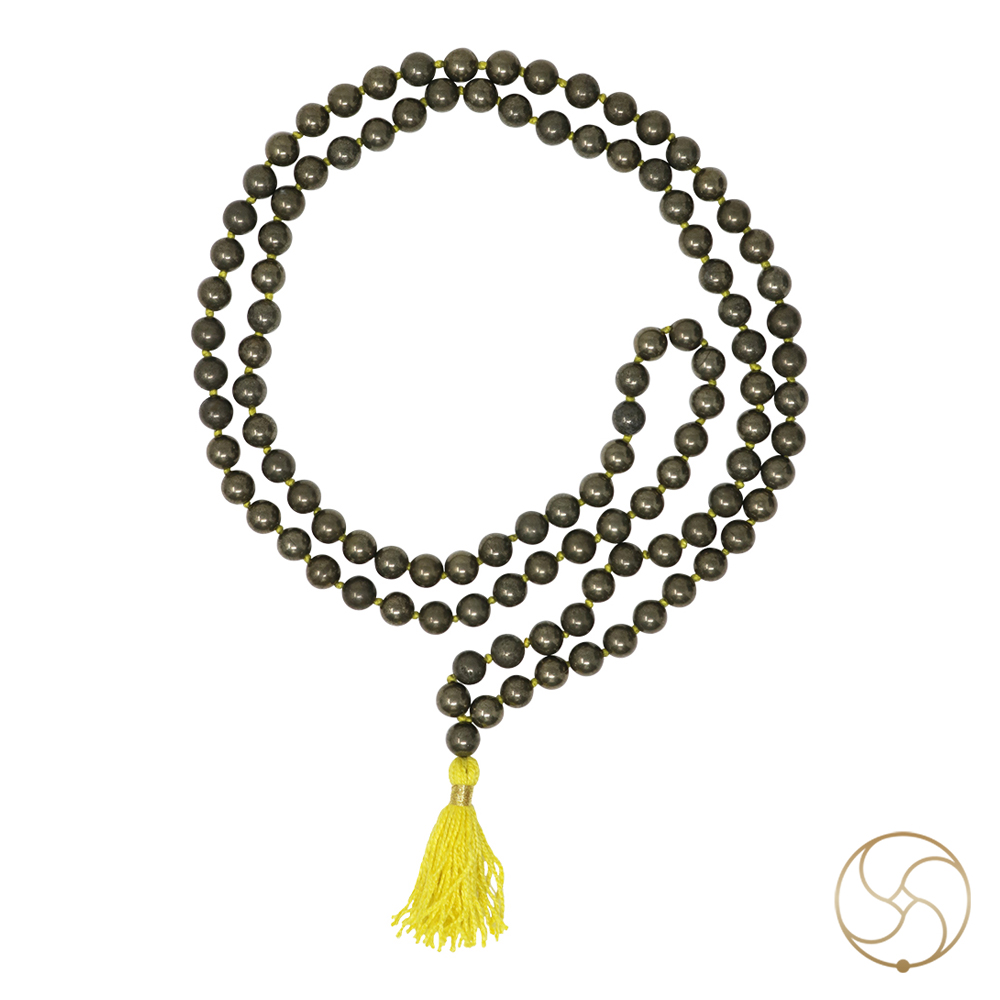 Golden Pyrite Mala 108 Plus 1 Beads - for Jaap or Wearing 8mm or 6mm
