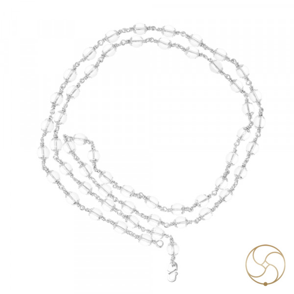 Image of 99.9% Pure Silver Sphatik Mala In Silver (6mm) 54 Plus 1 Beads –  99.9% शुद्ध चाँदी में चांदी स्फटिक माला (6mm)