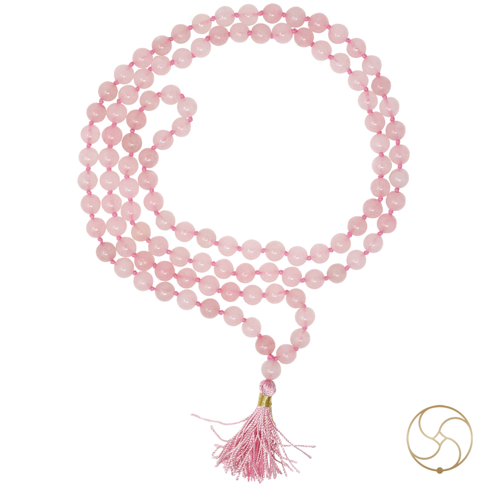Rose Quartz Mala 108 Plus 1 Beads for Jaap or Wearing 8mm or 6mm