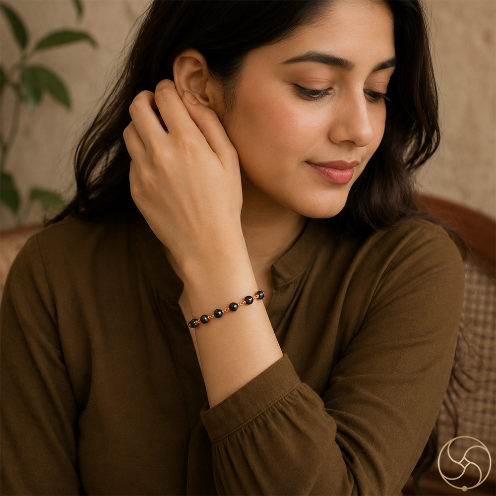 Nepaliya Copper Black Obsidian Bracelet