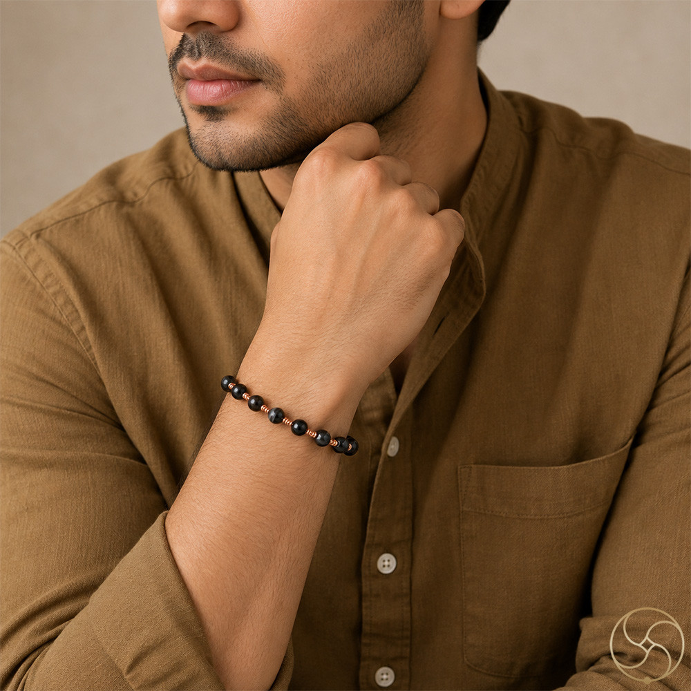 Nepaliya Copper Black Agate Bracelet