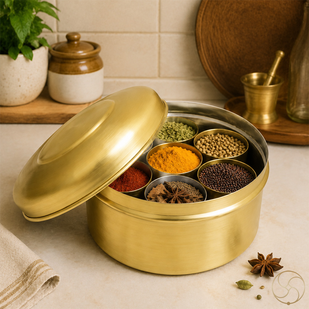 Pure Ritika Brass Spice Storage Box