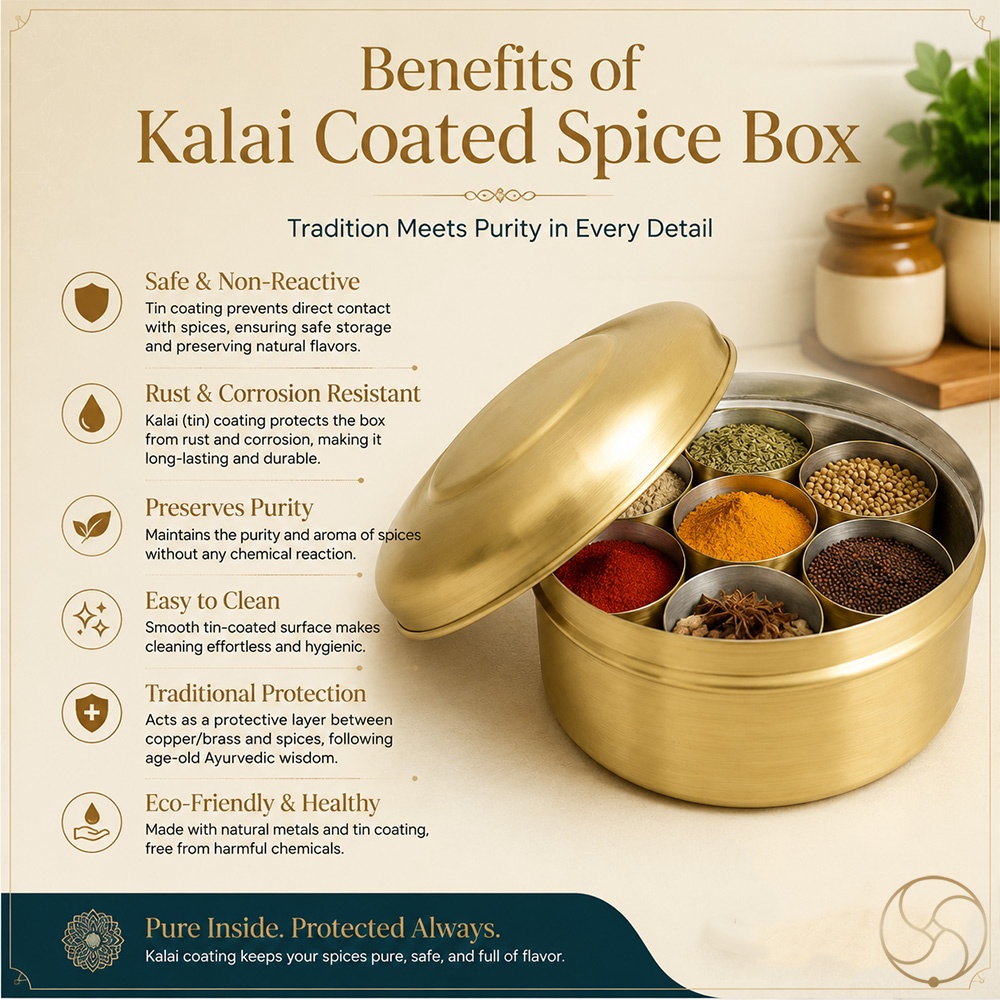 Pure Ritika Brass Spice Storage Box