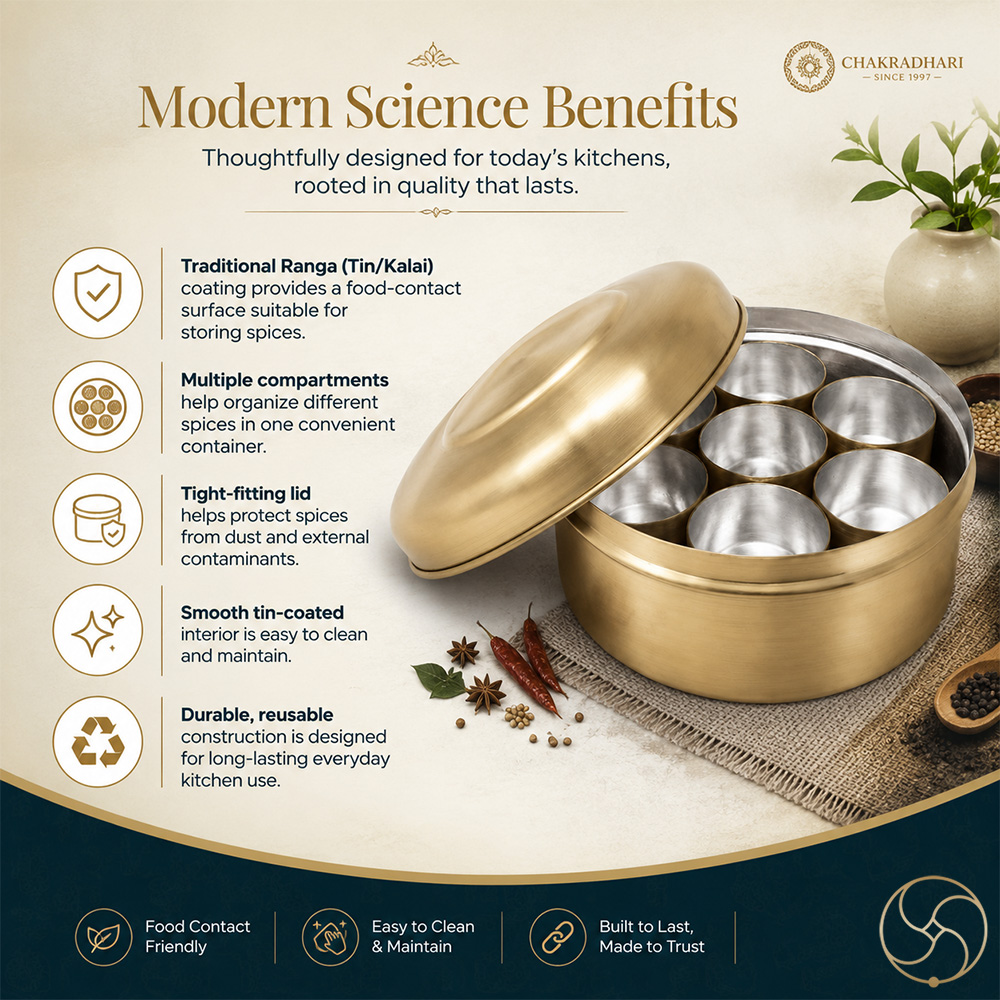 Pure Ritika Brass Spice Storage Box