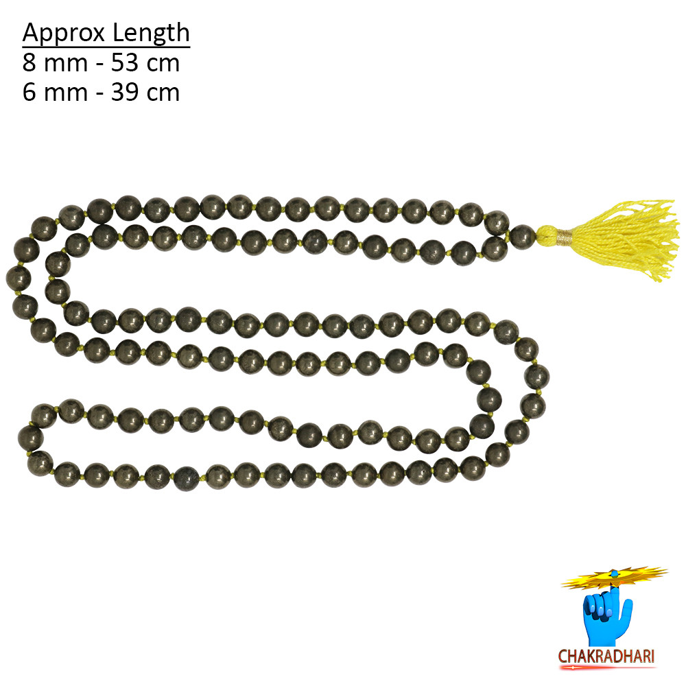 Golden Pyrite Mala 108 Plus 1 Beads - for Jaap or Wearing 8mm or 6mm