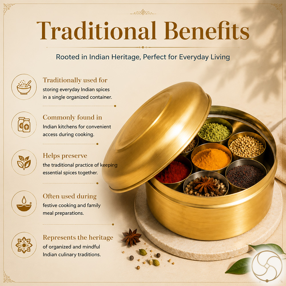 Pure Ritika Brass Spice Storage Box