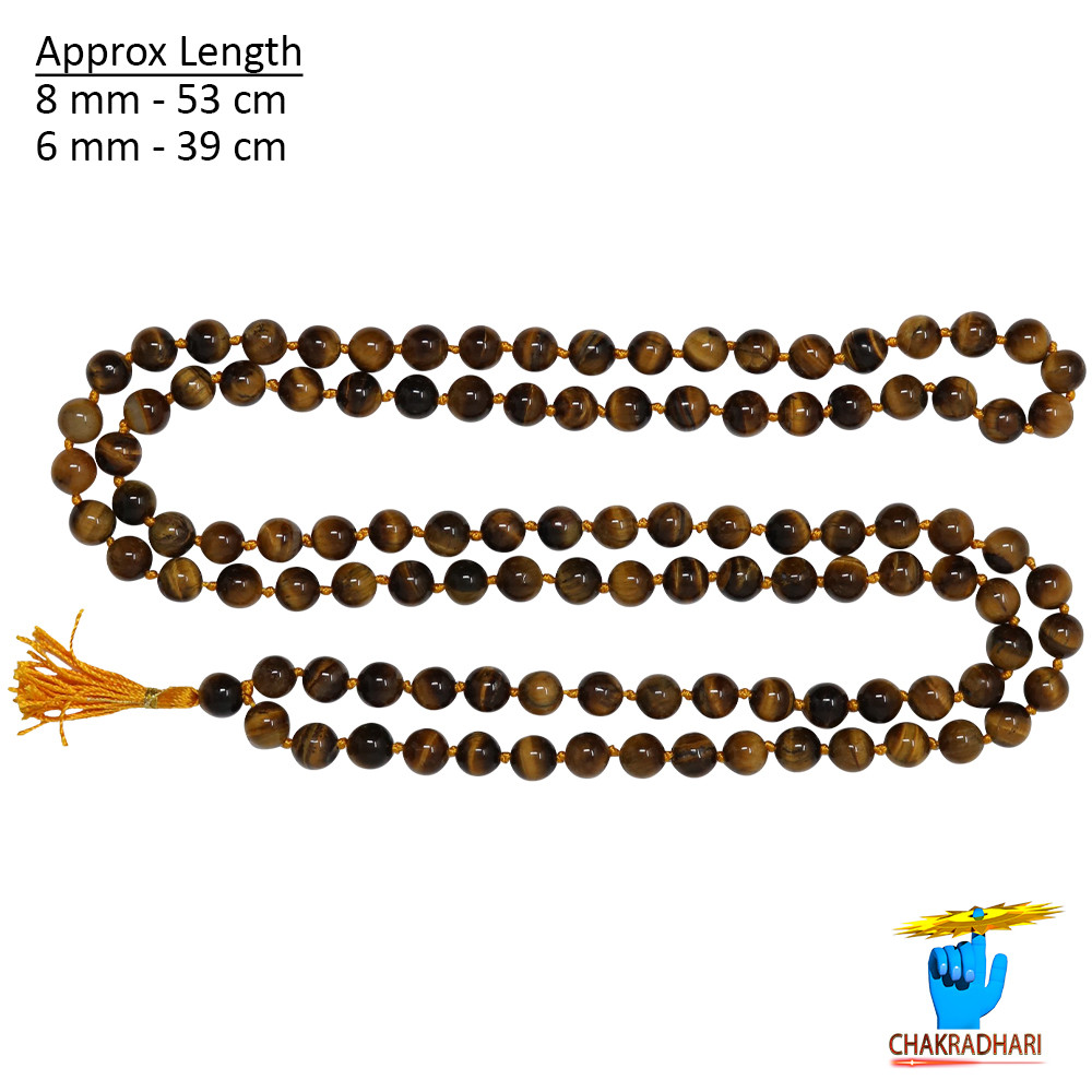 Tiger Eye Mala 108 Plus 1 beads  For Jaap and Wearing         - 