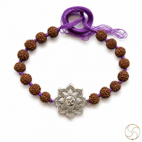 Image of 99.9% Silver Shikhar Om &amp; Rudraksha Bead Rakhi
