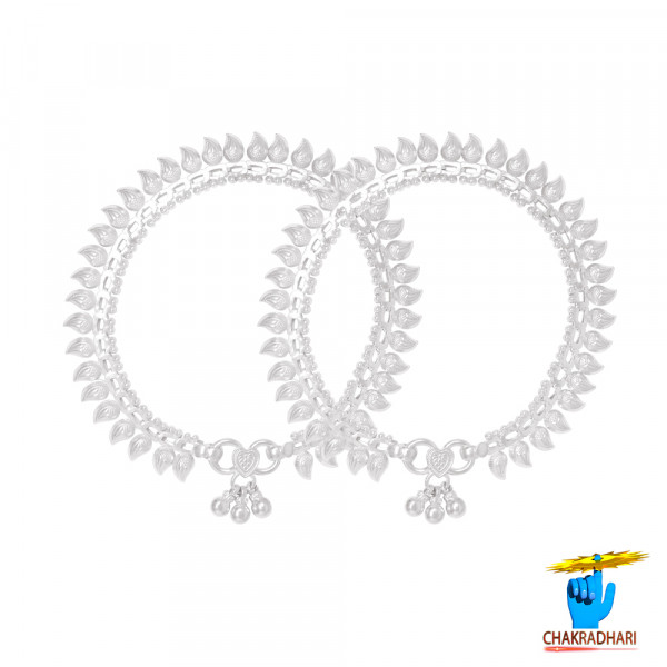 Image of 99.6%  Silver Kacchi Kairi Payal - चाँदी कच्ची कैरी पायल