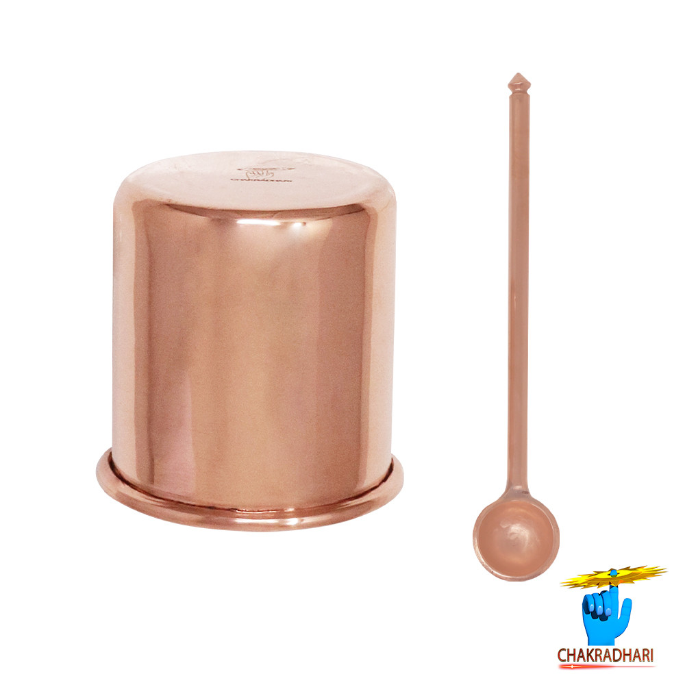 130ml 999 Nepaliya Copper Vedic Panchpatra and Aachmani Set 138gm-