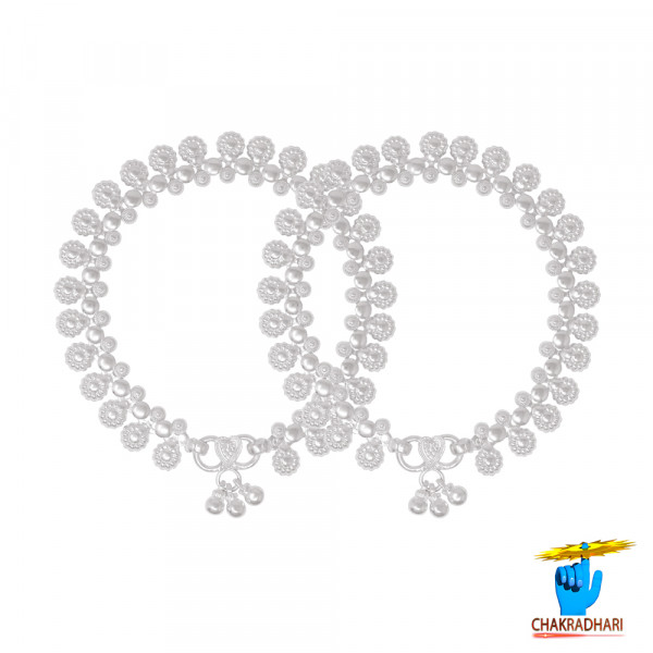 Image of 99.6% Silver Phulwari Payal - चाँदी फुलवारी पायल