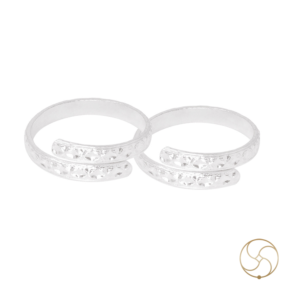 999 Silver Chokor Booti Index Finger Toe Ring Pair - 39gm