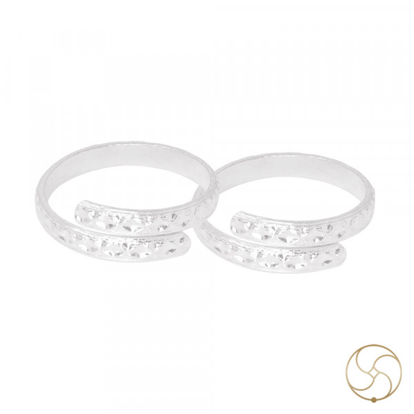 Image of 99.9% Silver Chokor Booti Index Finger Toe Ring Pair - (3.9gm)