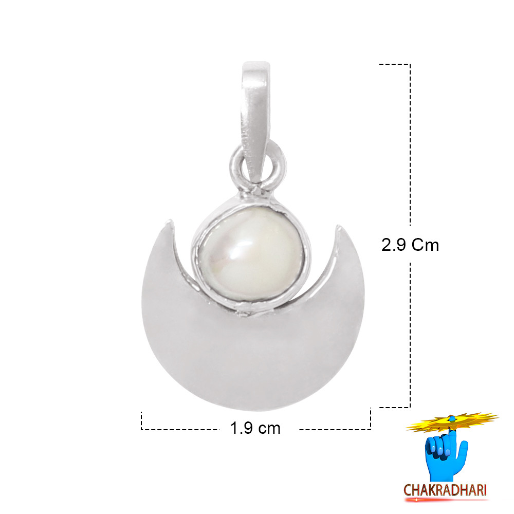 996 Silver Half Moon with Pearl Pendant -    