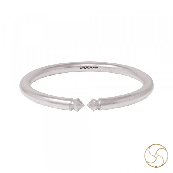 Image of 99.9% Silver Ladies Gumti Bangle 57 Grams - चाँदी स्त्री गुमटी कड़ा