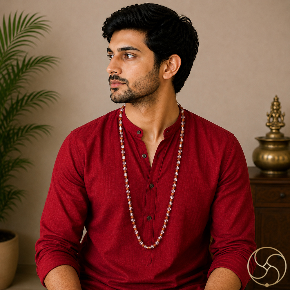 Rudraksh Sphatik Wearing Mala 108 Plus 1 Beads            - 
