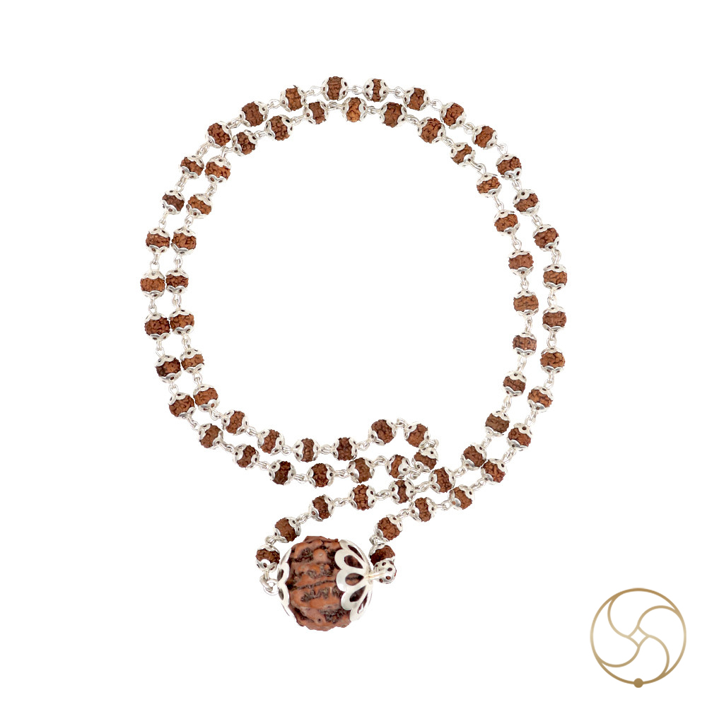 Rudraksha Mala In Silver Cap Wearing 70 1     701 