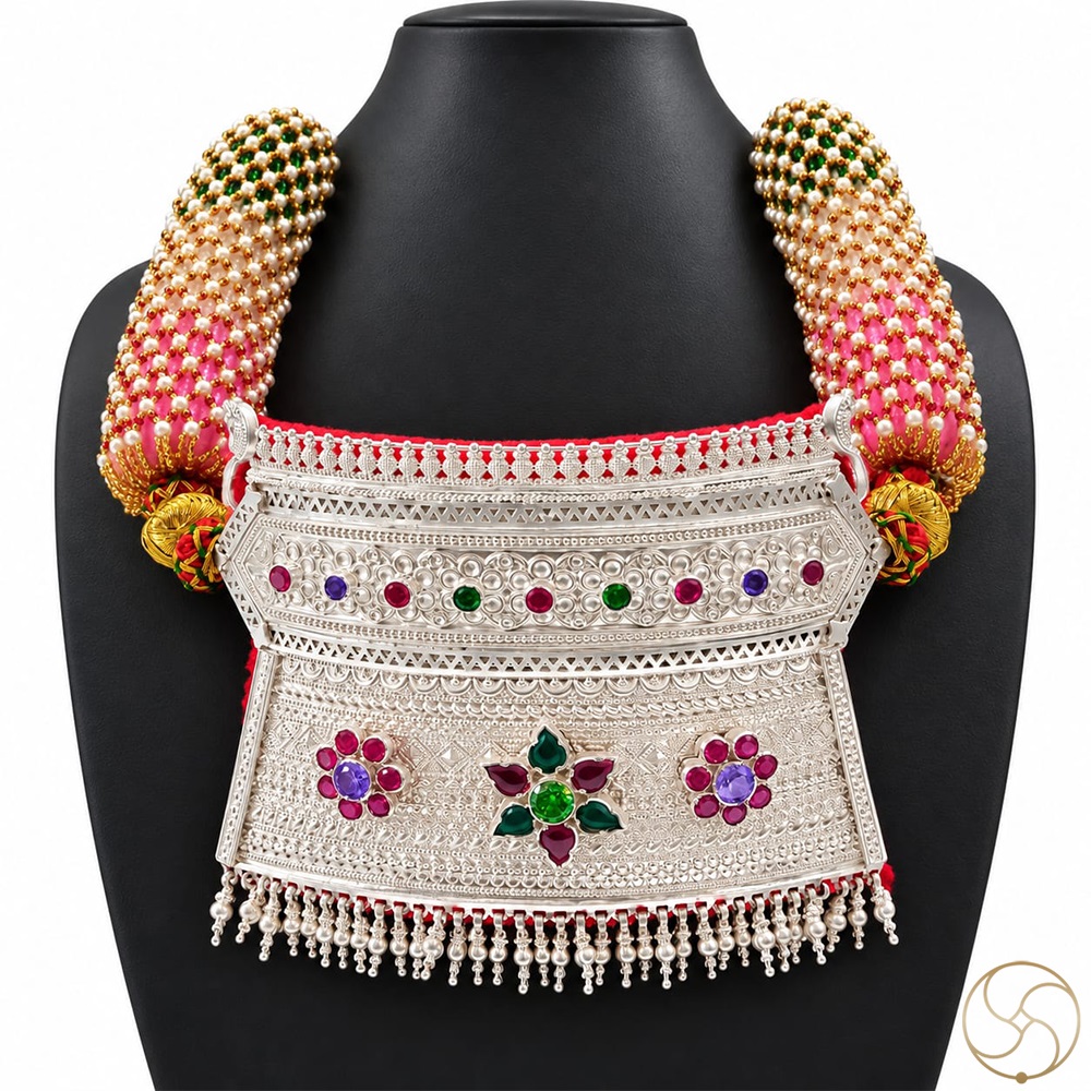 996 Silver Aad Necklace  Traditional Rajasthani Design