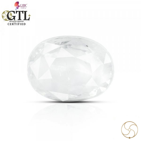 Image of 06.57 Carats Natural White Sapphire Gemstone With Ring or Pendant - प्राकर्तिक सफ़ेद पुखराज
