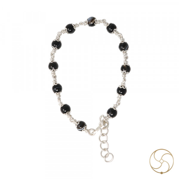 Image of 99.9% Silver Black Agate Bracelet For Male And Female - चाँदी काला हकीक वलय स्त्री पुरुष हेतु