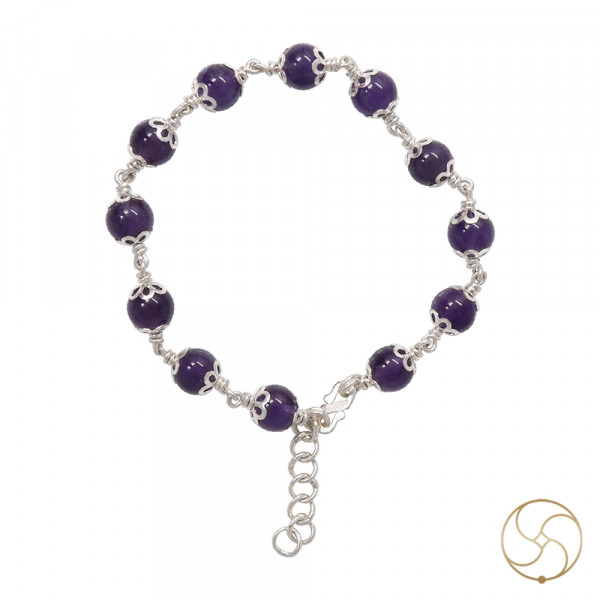 Image of 99.9% Silver  Amethyst Bracelet For Male And Female -  चाँदी कटैला चट्टान वलय स्त्री पुरुष हेतु